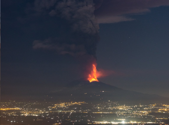 Volcanic eruption in Sicily